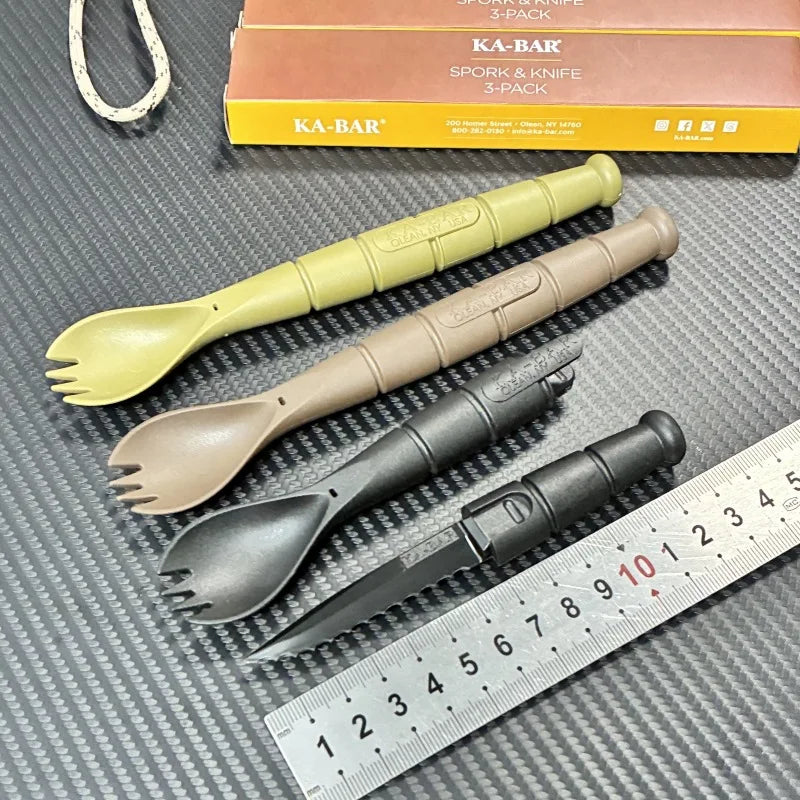 Tactical EDC Cutlery Set – Foldable Fork, Spoon & Knife Combo for Camping & Hiking