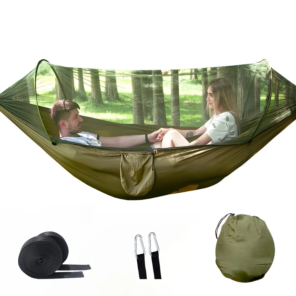 2-In-1 Camping Hammock with Mosquito Net — 1.6 lbs Ultralight Parachute Nylon