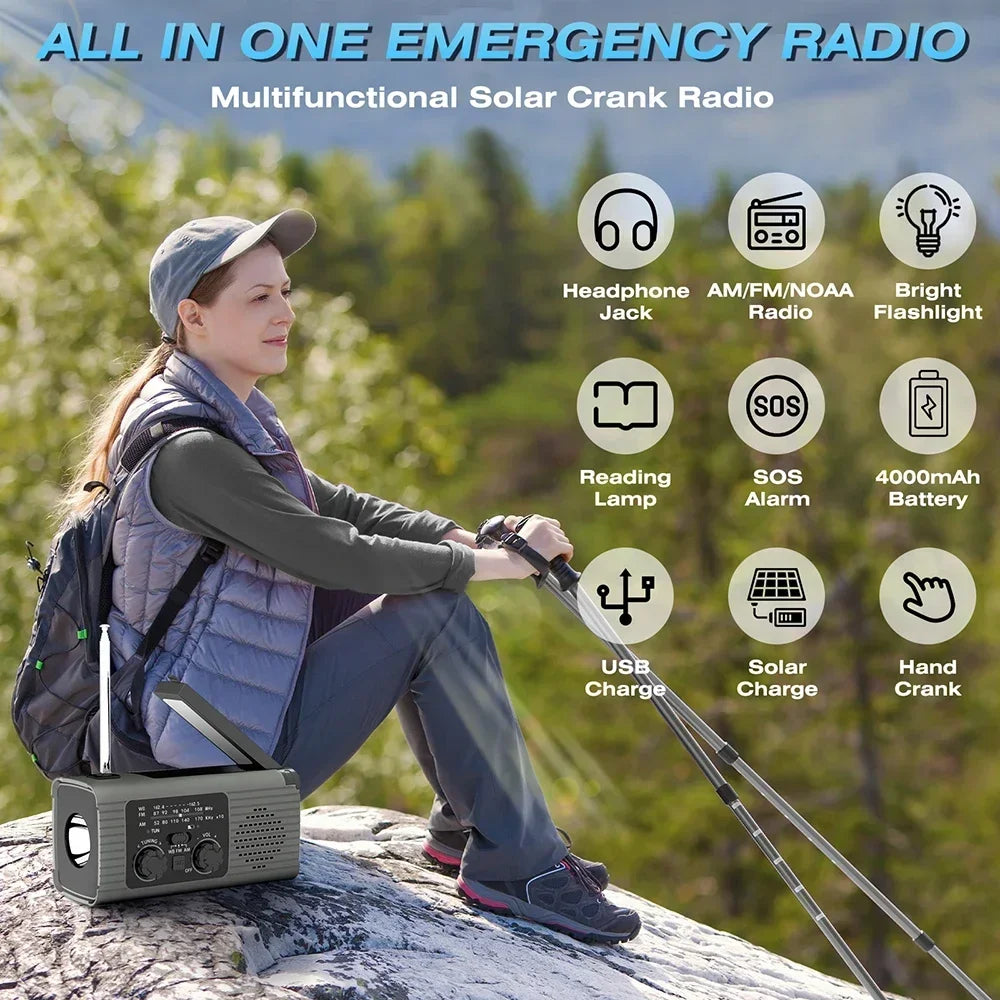 GuardianSignal 4000 — Radio y linterna solar de emergencia
