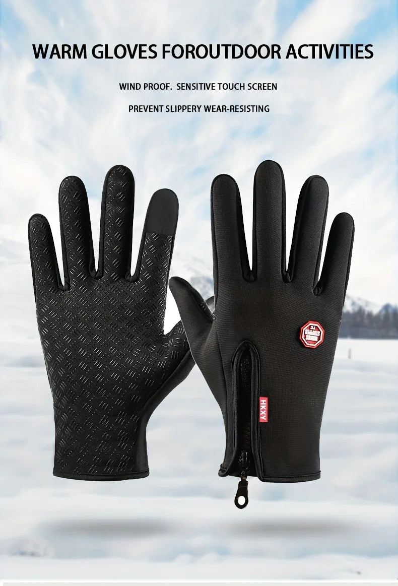 Touchscreen Winter Gloves – Windproof Non-Slip Warm Outdoor Gloves for Cycling, Driving, Motorcycle & Cold Weather