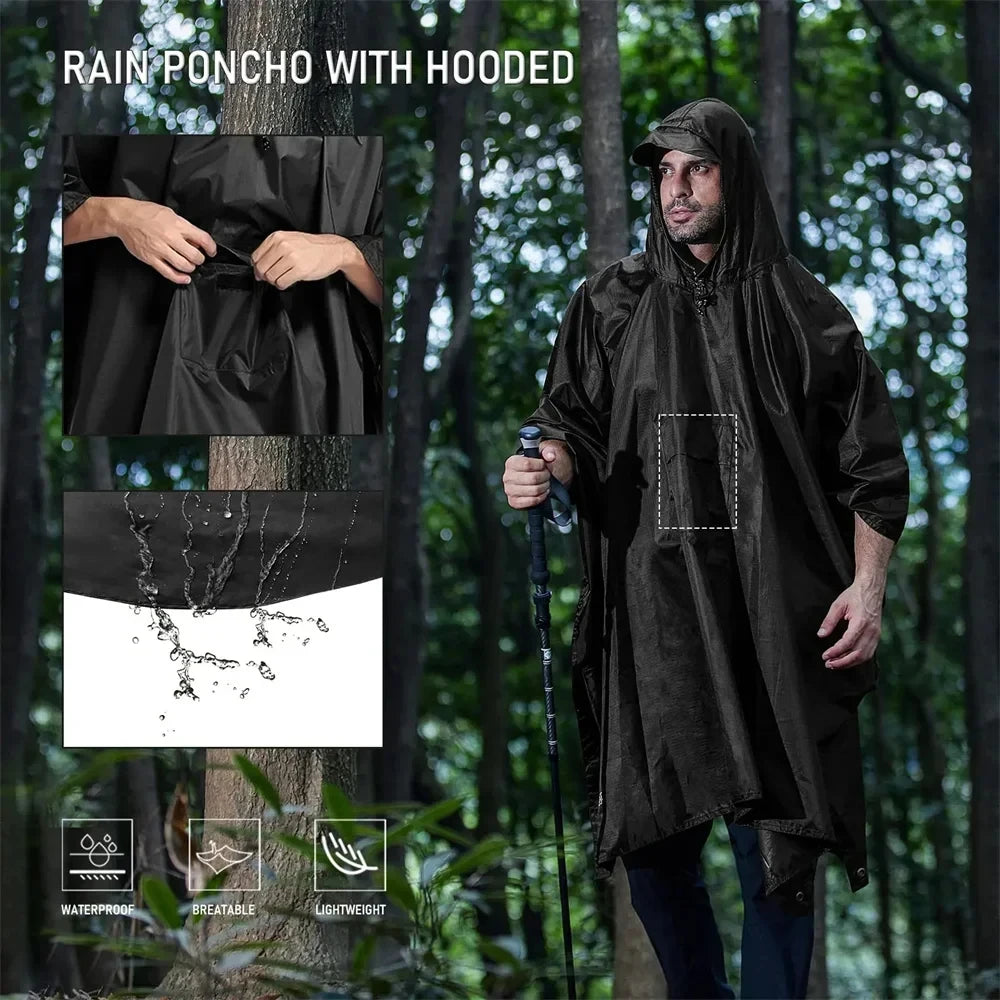 Impermeable militar WeatherShield 3 en 1 — Poncho impermeable con capucha