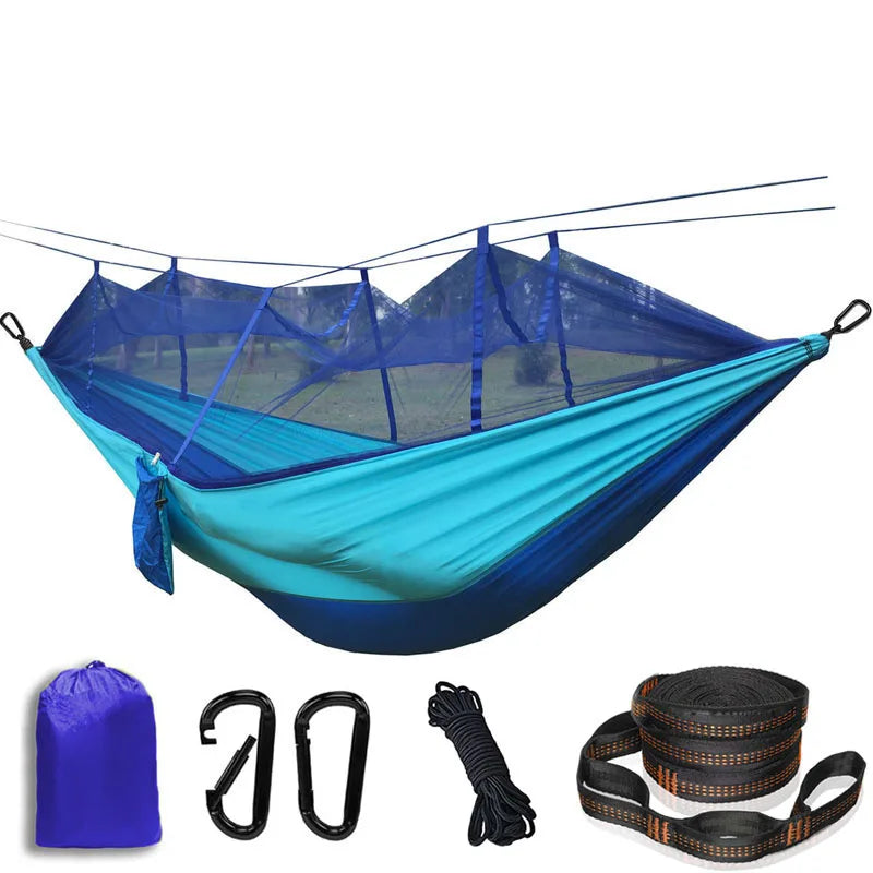 Lightweight Camping Hammock with Mosquito Net — 210T Nylon, 400 lbs Capacity