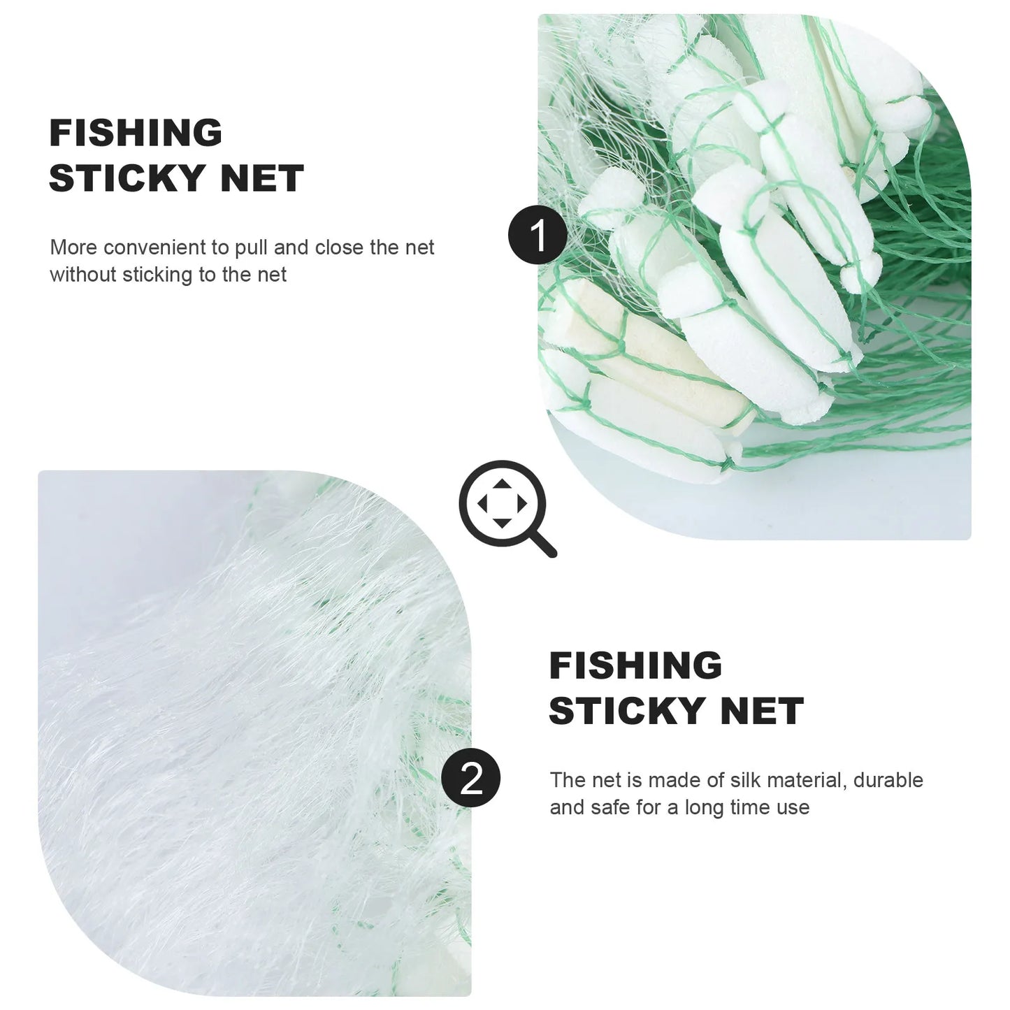 Filet de pêche professionnel en soie – Nasse à poissons flottante en maille collante de 20m