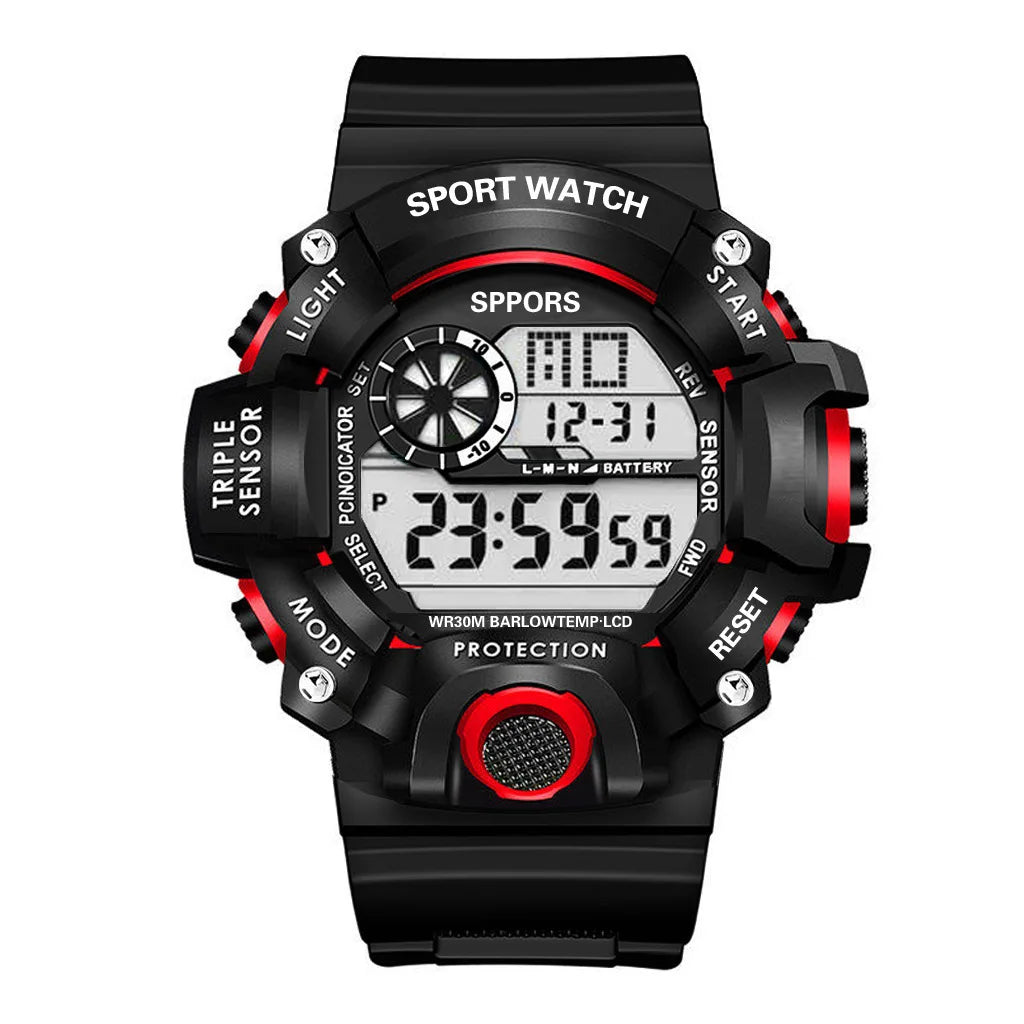 Men's Military Sports Watch – Large Dial Multifunctional Waterproof Luminous Alarm Digital Wristwatch for Men & Kids