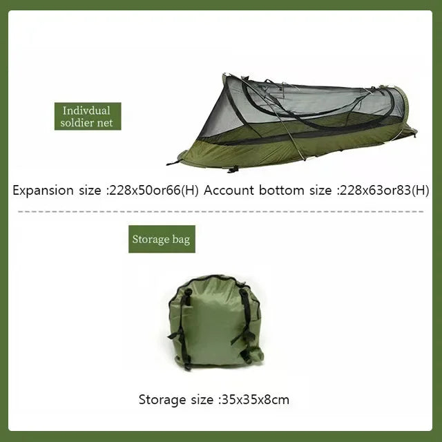 Single Person Tactical Camping Tent – Rainproof 210D Oxford Trekking Tent with Aluminum Poles for Hiking & Mountaineering
