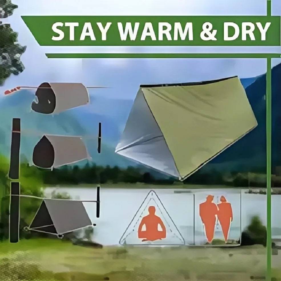 2-Person Emergency Survival Shelter – Waterproof Mylar Bivy Tent & Thermal Sleeping Bag with SOS Whistle