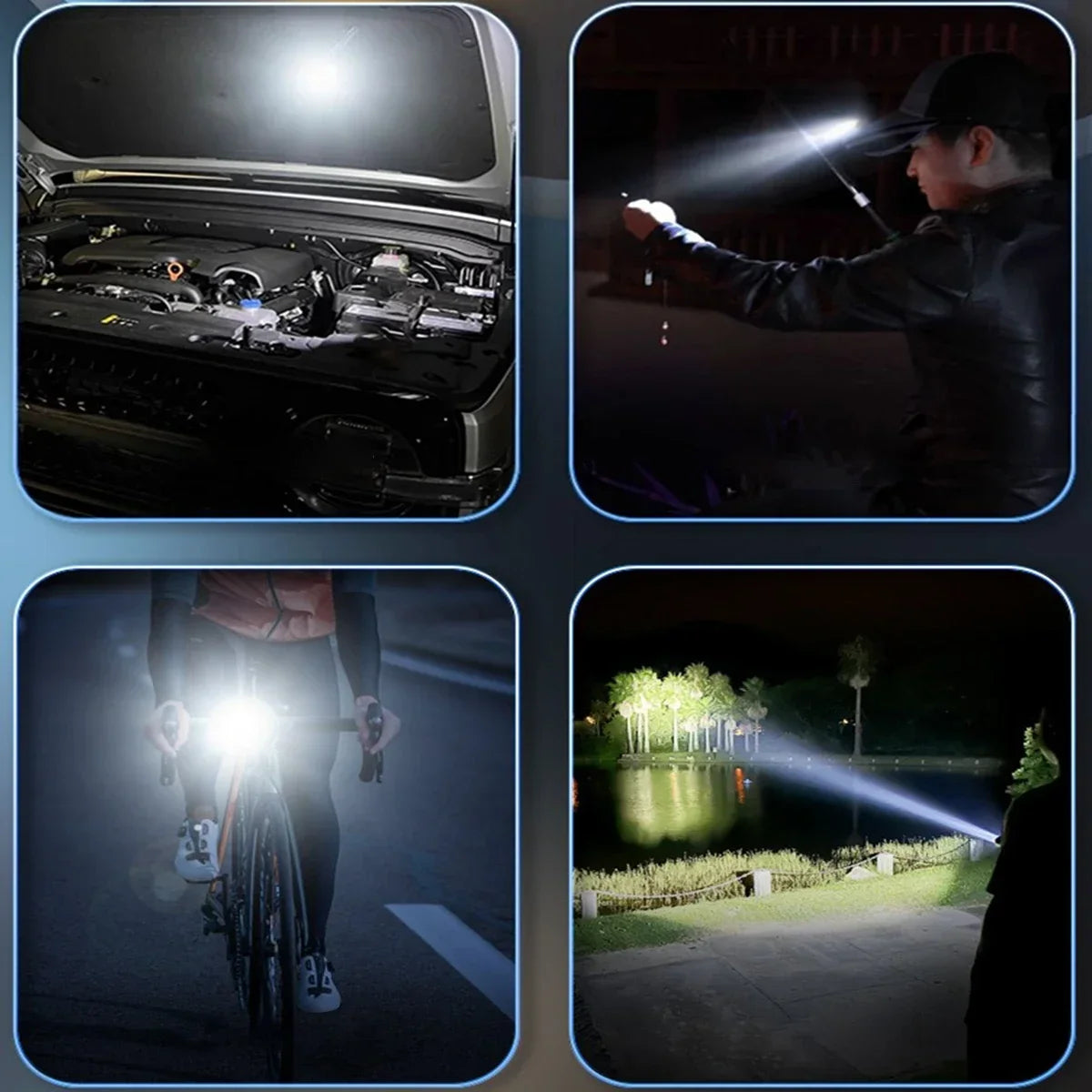 DF Tactical LED Flashlight – USB Rechargeable Magnetic Work Light for Camping, Emergency & Auto Repair
