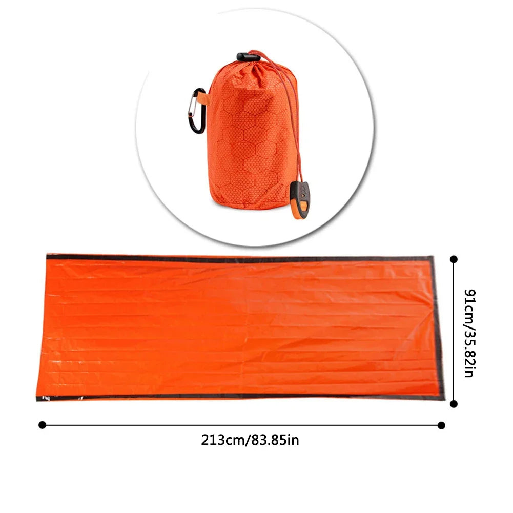Couverture et sac de couchage de survie thermique d'urgence