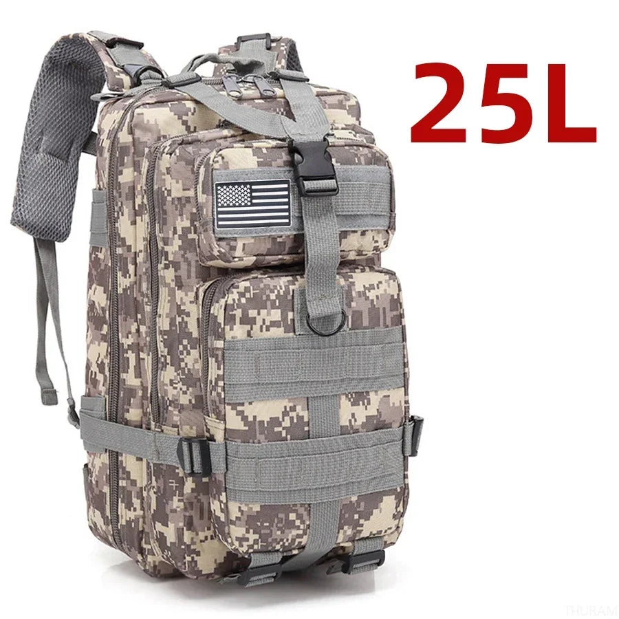 1000D Nylon Tactical Backpack – Waterproof MOLLE Rucksack for Trekking, Hunting & Camping (25L / 50L)