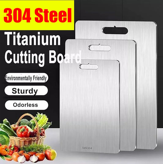 Stainless Steel Cutting Board – 304 Food Grade Double Sided Thickened Portable Chopping Board for Kitchen, Camping & Travel