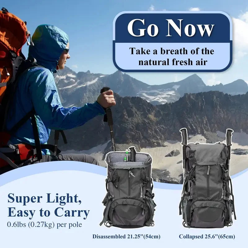 Shock-Absorbing Trekking Poles – Collapsible Lightweight Hiking Sticks (Pair)