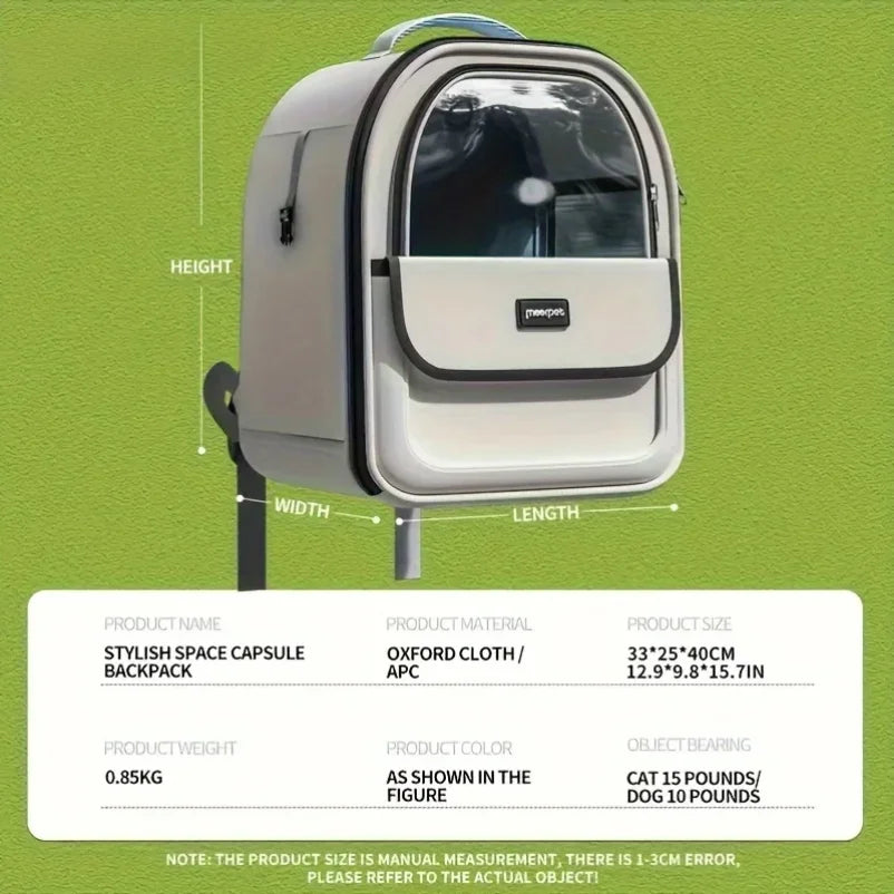 Sac à dos de transport transparent pour animaux de compagnie – Respirant pour chats et chiens