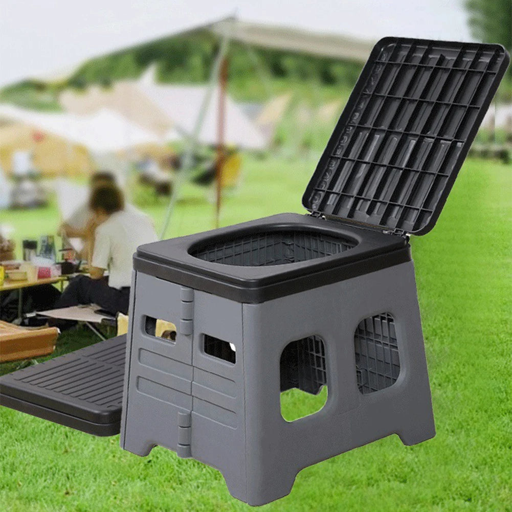Portable Camping Toilet – Foldable Collapsible Potty with Lid for Camping, Travel & Emergency Use