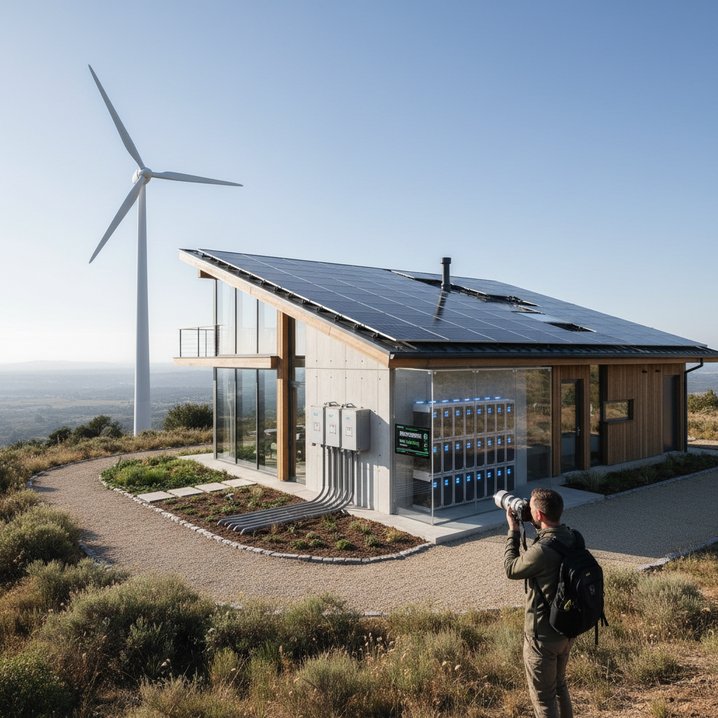 Home with solar panels and energy independence