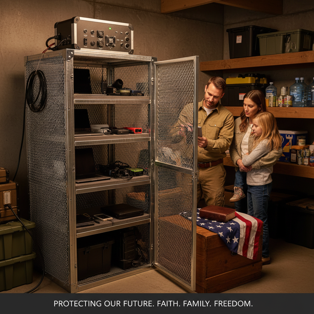 Faraday cage EMP protection setup