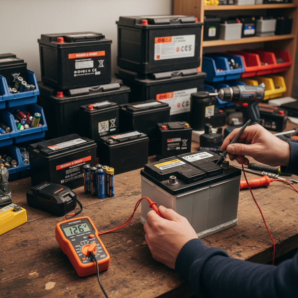 Testing reconditioned battery with voltmeter